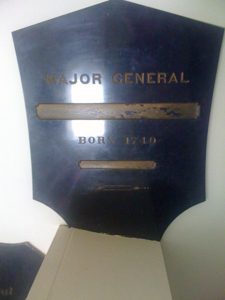 Benedict Arnold's plaque at the Old Cadet Chapel at West Point with his name removed.