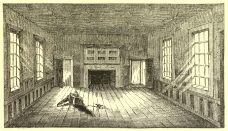 1850 engraving of the Apollo Room at Raleign Tavern by Benson Lossing (Wikimedia)