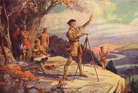 George Washington, depicted as a young surveyor. Painting by Henry Hintermeister, 1948. Wikimedia.