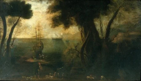 A Neat Landscape after Claude Lorrain, Original Oil-on-canvas, C. 1757, By Unknown London Artist, MVLA.