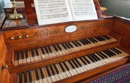Nelly's harpsichord in the little parlor. (Ron Blunt)