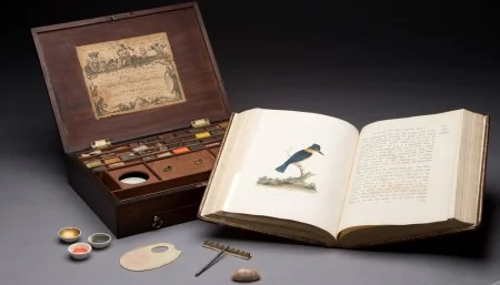 Nelly's paint box and copy of Journal of a Voyage to New South Wales. (Mark Finkenstaedt)