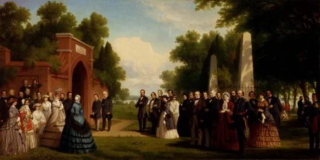 President Buchanan and the British Prince of Wales visit George Washington’s tomb in October 1860, painting by James Rossiter (Smithsonian American Art Museum)