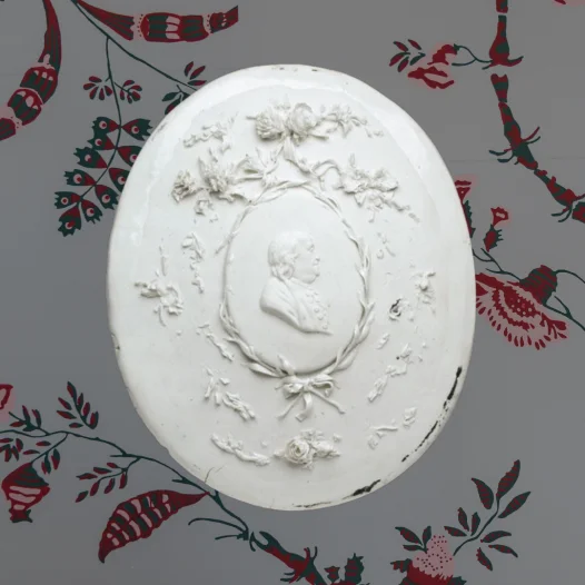 Plaque with Portrait Bust of Benjamin Franklin, Richard Champion's Factory, circa 1775. Los Angeles County Museum of Art 